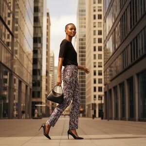 Zadig & Voltaire Floral Cropped Pants - Black and Purple